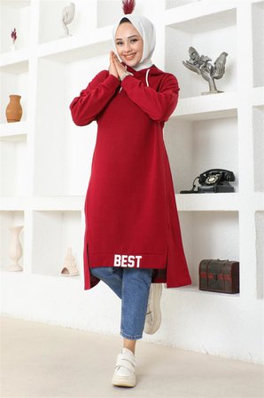 Kapüşonlu Spor Tunik BORDO