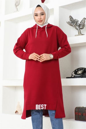 Kapüşonlu Spor Tunik BORDO