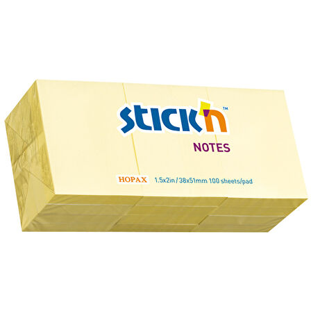 Hopax Stıckn Yapışkanlı Not Kağıdı 100 YP 35 mmx51 mmPastel Sarı 21530