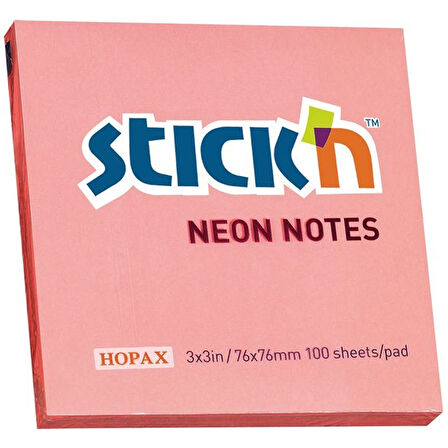 Hopax Stıckn Yapışkanlı Not Kağıdı (12 adet) 100 YP 76x76 Neon Pembe 21166