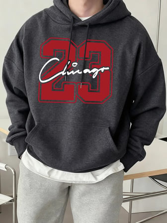Chicago Number 23 Yaratıcılık Baskı Erkek Kapüşonlular Yumuşak High Street Top Spor Hip Hop T