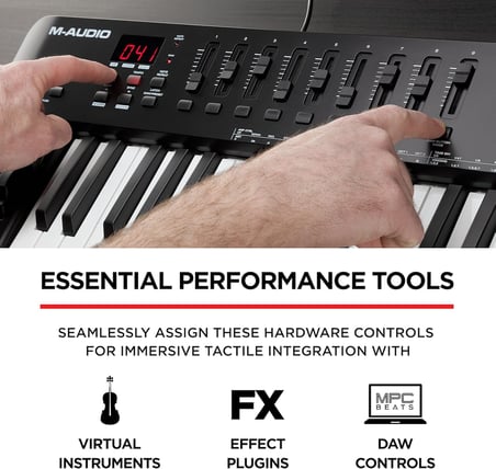Oxygen 49 V - 49 Tuşlu USB MIDI Klavye Controller, Ritim Pedleri, Akıllı Akor ve Ölçek Modları, Arpejleyici ve Yazılım Paketi Dahil