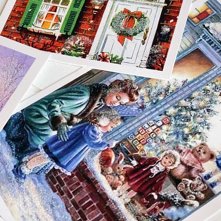 6Lı Simli Kartpostal Seti, Yılbaşı, Kırmızı Ev