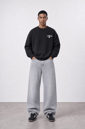 Erkek Finalize Patch Detaylı Oversize Sweatshirt Siyah