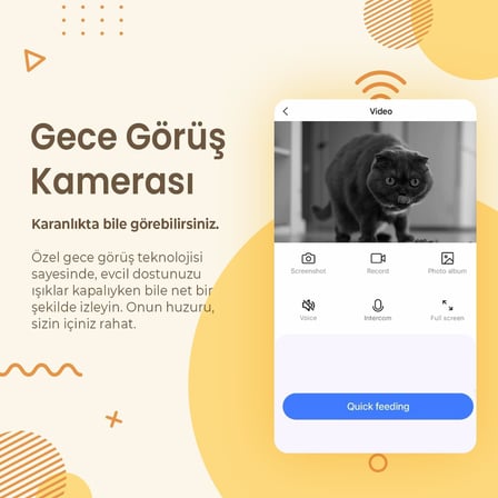 QQ005-Dual Gece Görüşlü 480P Kameralı, Akıllı Otomatik Kedi Mama Kabı, App Uzaktan Kontrol, Sesle Çağırma, 6lt Hazne, Çift Metal Kase (Beyaz)