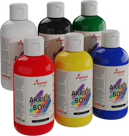 Ana Renkler Akrilik Boya 6'lı Set 6x250gr
