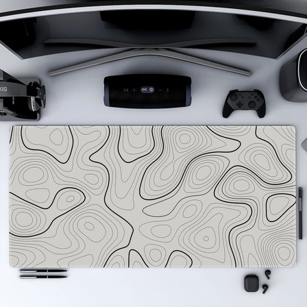 90X40 CM XXL Gaming Mouse Pad [High Density Hybrid Kumaş] [Kaymaz Taban] [Yüksek Çözünürlüklü Baskı] Fare Altlığı Oyuncu Mousepad (Açık Gri İzohips, 90x40)
