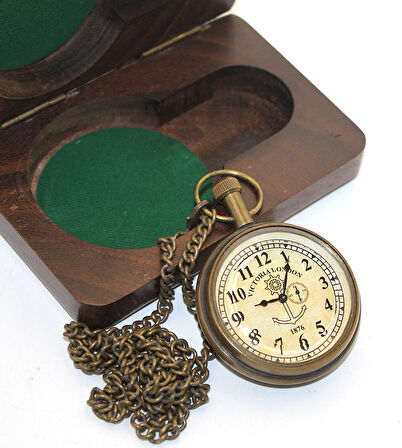 Ahşap Kutulu Pirinç Köstekli Saat Model 6