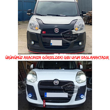 Fiat Doblo D3 2010-2015 Uyumlu Üniversal Mercekli Angel Sis Farı Metal Su Geçirmez 76 mm Sarı Halkalı Gündüz Farı Angel Eyes 2 Adet