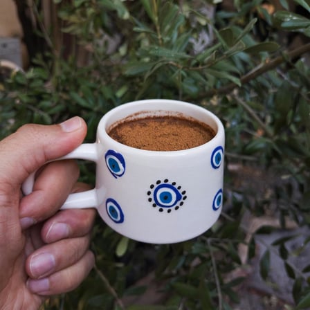 Nazar Boncuk Desenli Seramik 200 ml Kupa Bardak Mug