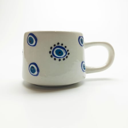 Nazar Boncuk Desenli Seramik 200 ml Kupa Bardak Mug