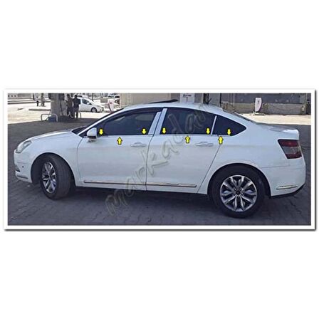 WOC Chrome Citroen C5 Krom Cam Çıtası 2008 Sonrası 6 Parça Paslanmaz Çelik