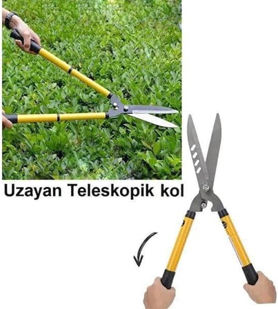 Uzayan Kollu Çit Çalı Çim Biçme Makası Dal Budama Bahçe Makası 57-74cm