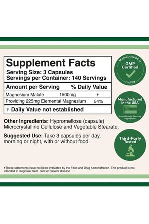 Magnesium Malate 1500mg 420 Veg.Kapsül.usa vers.
