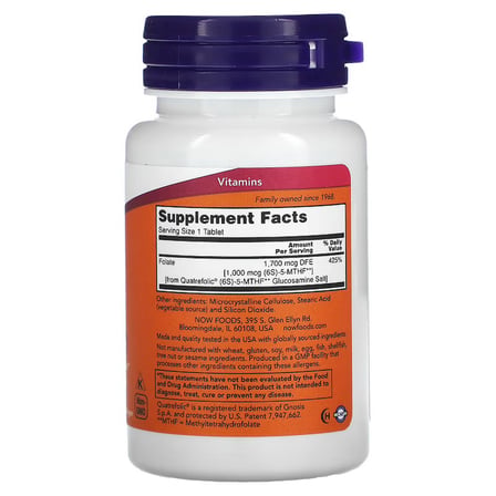 NOW Foods Methyl Folate – 1,000 mcg, 90 Tablets