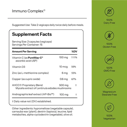 quality of life Immuno Complex With AHCC and Pureway-C 30 Veg Capsules