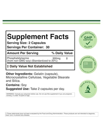 Phosphatidyl Serine 300 mg 60 Capsules