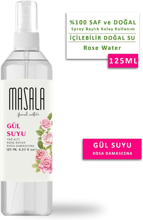Saf Gül Suyu 125 ml%100 Doğal Yağlı Hidrosol - Tonik Rose Floral Water Hydrosol Tonic