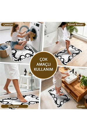 Banyo Paspası, Yumuşak Banyo Halısı, Kaymaz Dot Tabanlı, Yıkanabilir - 60x100