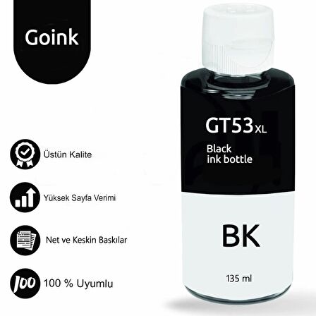 Goink HP GT53XL Siyah Muadil Mürekkep - 135 ml