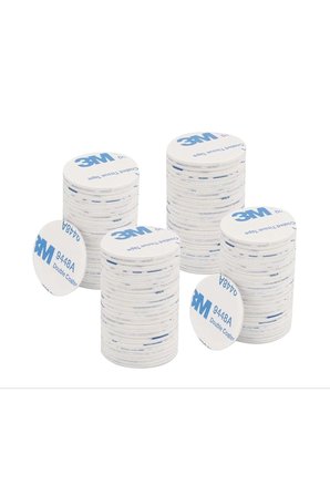 Dünya Magnet 50 Adet - 3M Yapışkanlı Çift Taraflı Bant Beyaz Yuvarlak- 3 Cm Çap