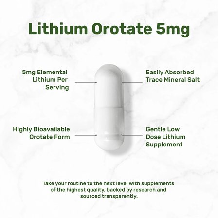 Lithium Orotate highyl bioavailable 5 mg 240 Capsules