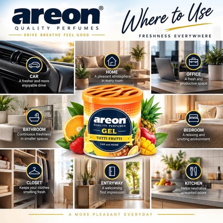 Areon Gel Can Tutti Frutti Araç Bardaklık Kokusu