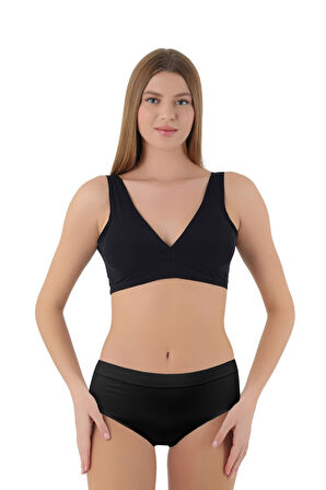 Kadın Mikro Fiber Yüksek Bel Bato Külot - 1'li Paket (Siyah, Beyaz, Ten Renk)