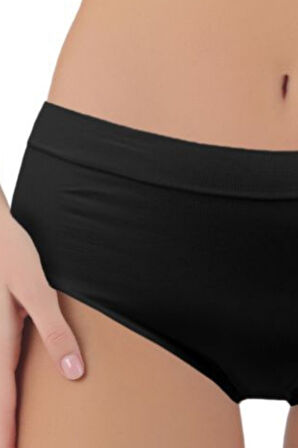 Kadın Mikro Fiber Yüksek Bel Bato Külot - 1'li Paket (Siyah, Beyaz, Ten Renk)