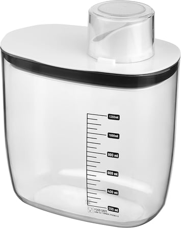 Hava Geçirmez Vakumlu Deterjan Saklama Kabı - Kendinden Ölçekli Vakum Kapaklı Deterjanlık 1200 ml BEYAZ