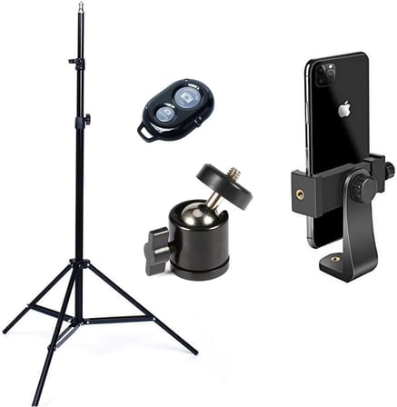 Telefon Tripod Tutucu Başlık + Tripod 90° Yönlendirme Aparatı 360 Derece Dönebilen Başlık Tüm Tripodlara Uyumlu Metal Mafsal Aparatı P231 (P231 telefon tutucu + Mafsal)
