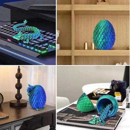 Kristal Ejderha Yumurta Seti - Hareketli Organik 3D Figür Oyuncak | Dekoratif Koleksiyon Ürünü gizemli ejderha figürü, (renk geçişi mor) (Mavi)