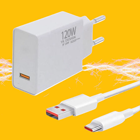 PratikAI 120W USB Hızlı Type-C Uçlu Kablolu Şarj Aleti