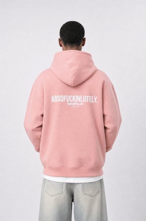 Erkek Absofuckinlutely Baskılı Oversize Hoodie Pembe