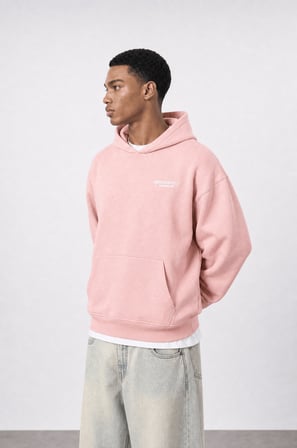 Erkek Absofuckinlutely Baskılı Oversize Hoodie Pembe