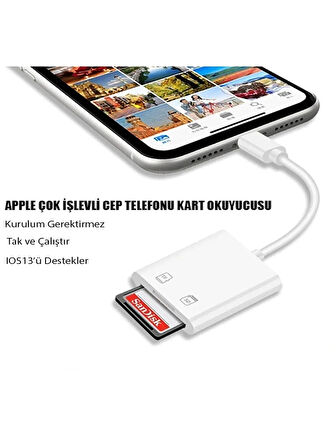 iphone SD - Mıkro SD Kart Kamera Okuyucusu lightning to sd kart genişletici adaptör 