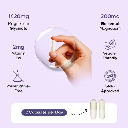 Magnesium Glycinate ( Bisglycinate ) + Added Vitamin B6 - 1422 mg 180 Kapsül