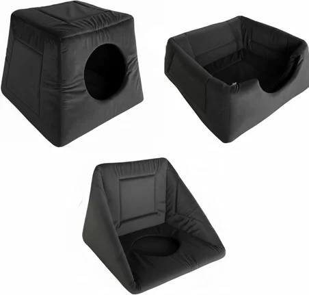 3in1 Kedi Köpek Yatağı ve Oyujn Evi - ÜÇ Fonksiyonlu Kedi ve Küçük Irk Köpekler İçin Yatak-Minder-Yuva - 50 x 50 cm