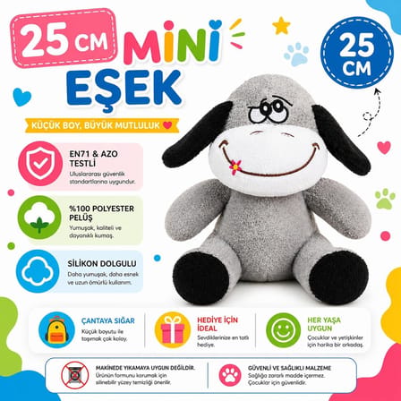Ofis Hediyesi Tavşan 20-25 cm Figürlü Pelüş Ayıcık, 20 cm Teddy Bear,Sevgiliye Hediye,Ayı Teddy,Peluş Ayıcık,Plush Toys, (eşek)