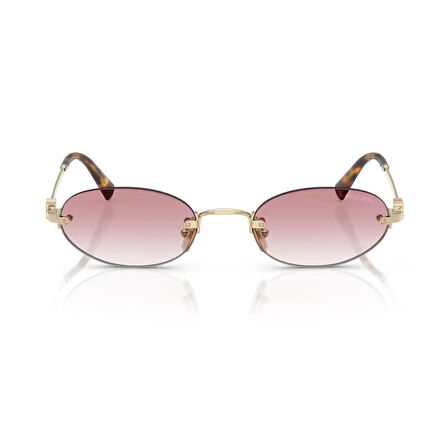 MIU MIU A54S ZVN70O 51 Kadın Oval Gold Metal Güneş Gözlüğü