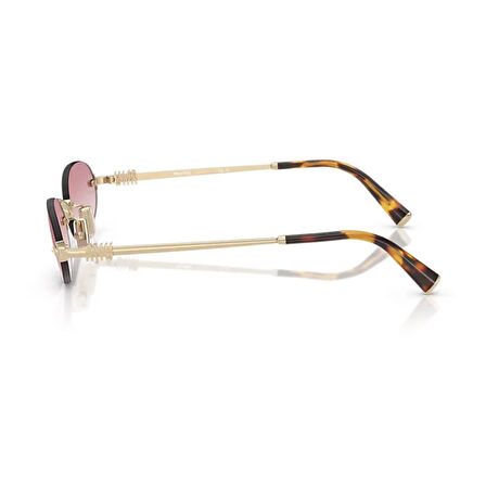MIU MIU A54S ZVN70O 51 Kadın Oval Gold Metal Güneş Gözlüğü