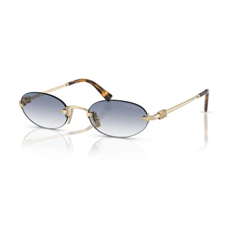 MIU MIU A54S ZVN80O 51 Kadın Oval Gold Metal Güneş Gözlüğü