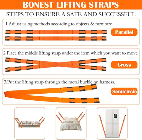 HENGBIRD Taşıma kayışı, taşınma, 2 kişilik, taşıma kayışı, taşıma kayışı, ergonomik ve göz alma, eşyaları kaldırmak için, mobilya taşıma kayışı, kolay kaldırma, taşınır, mobilya, ev aletleri