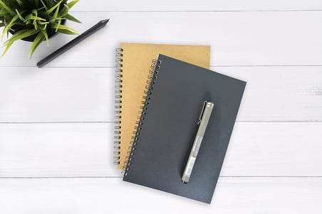 2'li Çizgisiz Not Defter, A5 Boyut (15x21 cm), 60 Yaprak Planlama, Siyah ve Kraft Kapaklar, Ofis İçin İdeal