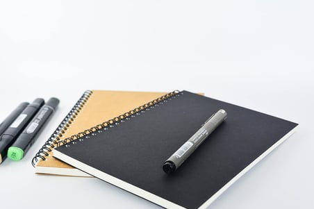 2'li Çizgisiz Not Defter, A5 Boyut (15x21 cm), 60 Yaprak Planlama, Siyah ve Kraft Kapaklar, Ofis İçin İdeal