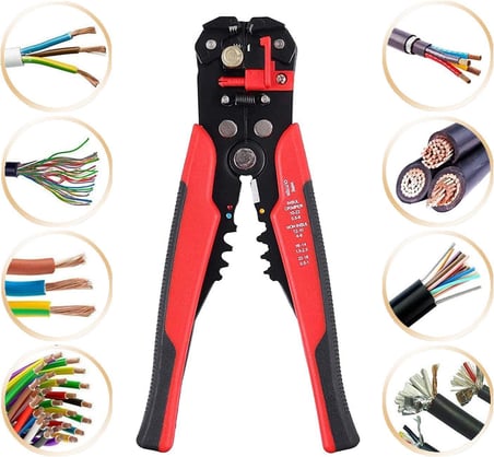 ® 5’i 1 Arada Otomatik Kablo Soyucu, Kesici, Kıvırıcı ve Pabuç Sıkma Pensesi | Automatic Wire Stripper &amp; Crimper – 0.2-6 mm² Ayarlanabilir Soyma Uzunluğu, Ergonomik Tutma Kolu