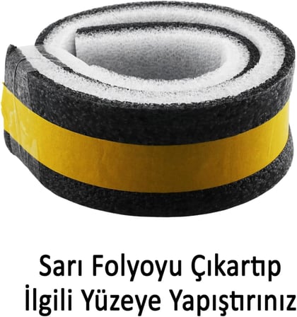 Yapışkanlı Kapı Altı Eşik Süngeri İnce Köpük Soğuk İzolasyon Bandı Fitili 90 cm Toz Böcek Engelleme