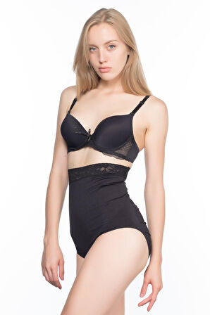 SİYAH MI Emay 2028 Dantelli Yüksek Bel Slip Korse