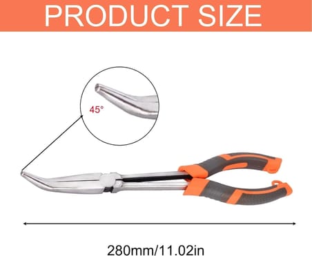 ® Uzun Yarım Yamuk Kargaburun Olta Pensesi 28 cm – Paslanmaz Çelik Balıkçılık Pensesi, Kanca Çözücü, Misina Kesici, Turna Pensesi, Kırma Halkası Açıcı