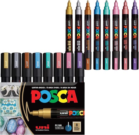 UNİ POSTER MARKÖRÜ POSCA SET PC-5M/8C MC METALİK RENKLER 8 Lİ